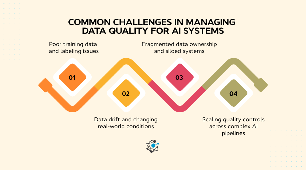 Common challenges in managing data quality for AI systems