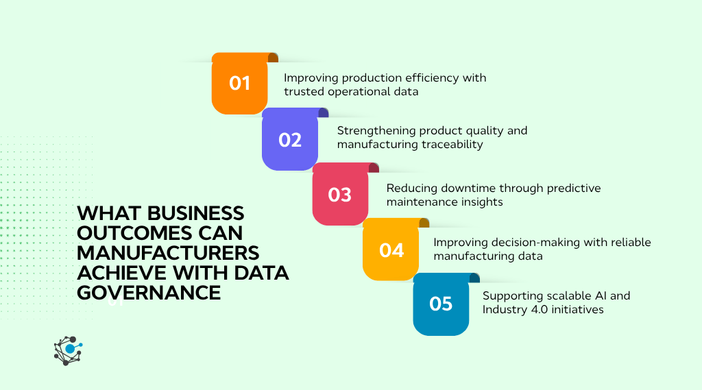 What business outcomes can manufacturers achieve with data governance