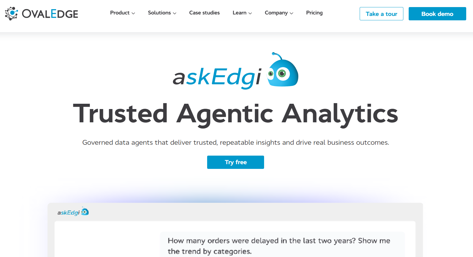 OvalEdge’s askEdgi homepage