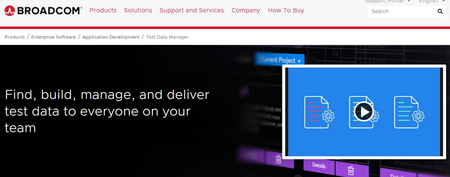 Broadcom Test Data Manager Homepage