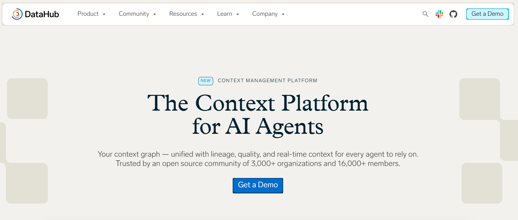 DataHub homepage