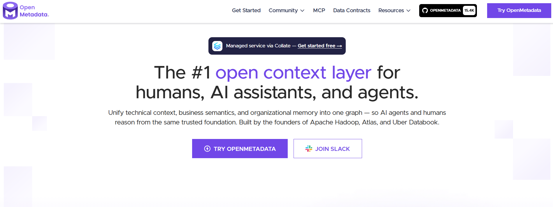 OpenMetadata homepage