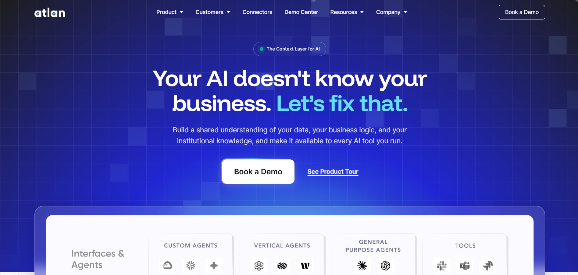 Atlan Homepage Screenshots