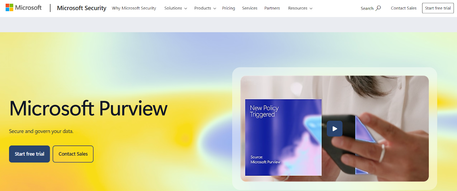 Microsoft Purview homepage