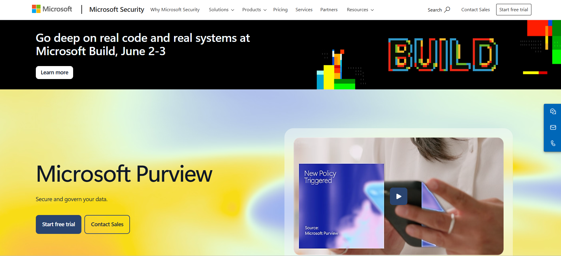 Microsoft Purview homepage