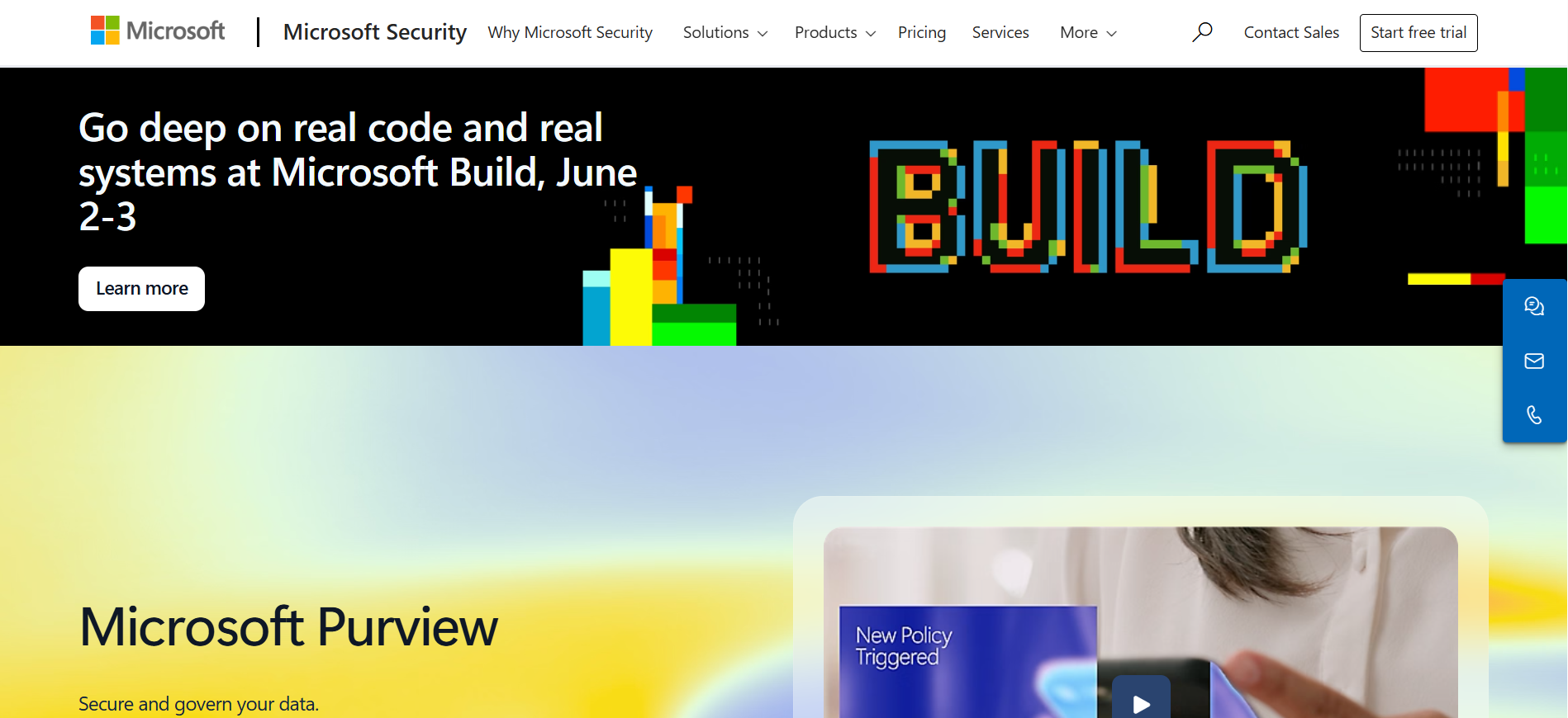 Microsoft Purview homepage