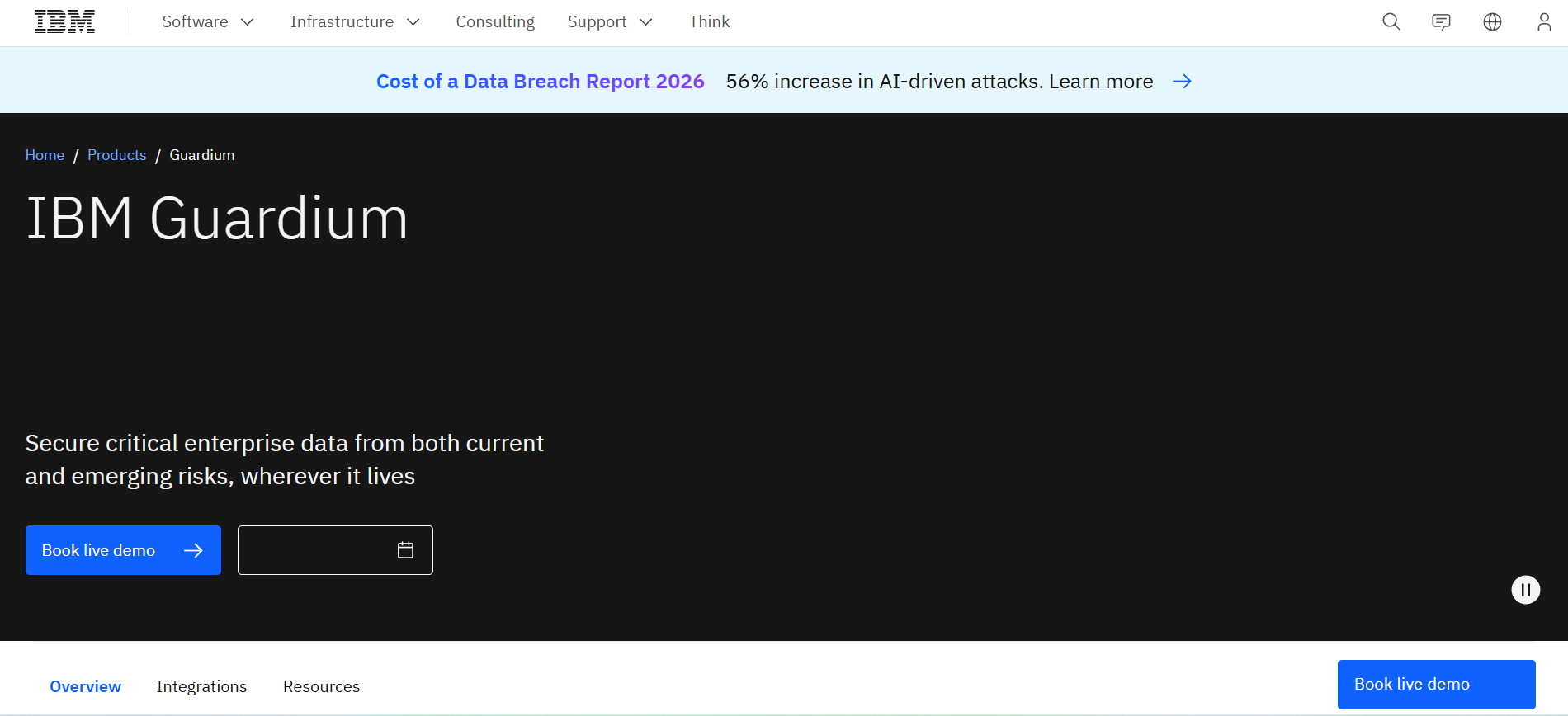 IBM Security Guardium homepage
