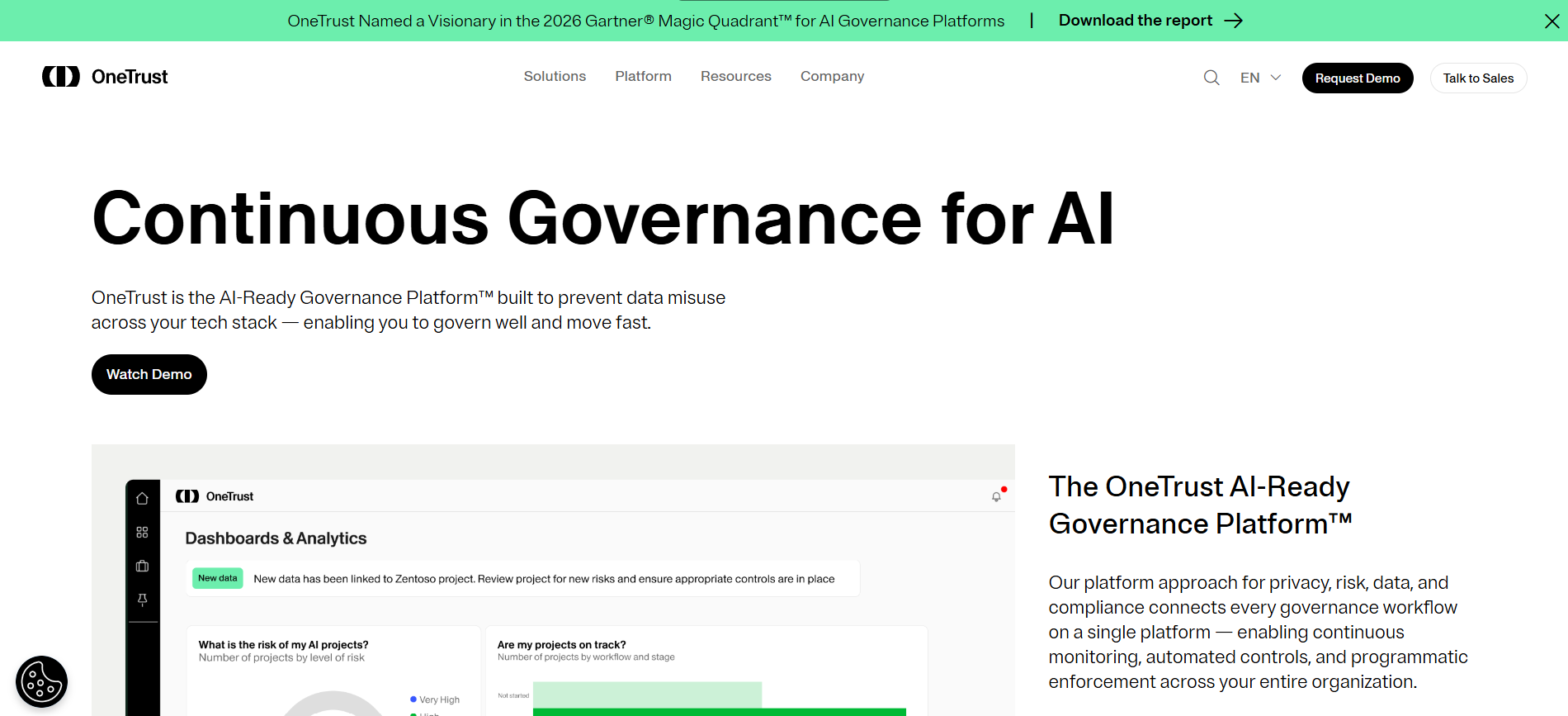 OneTrust homepage