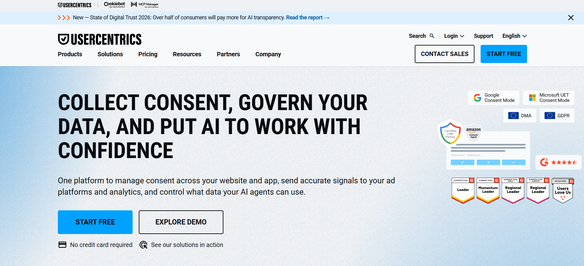 Usercentrics homepage