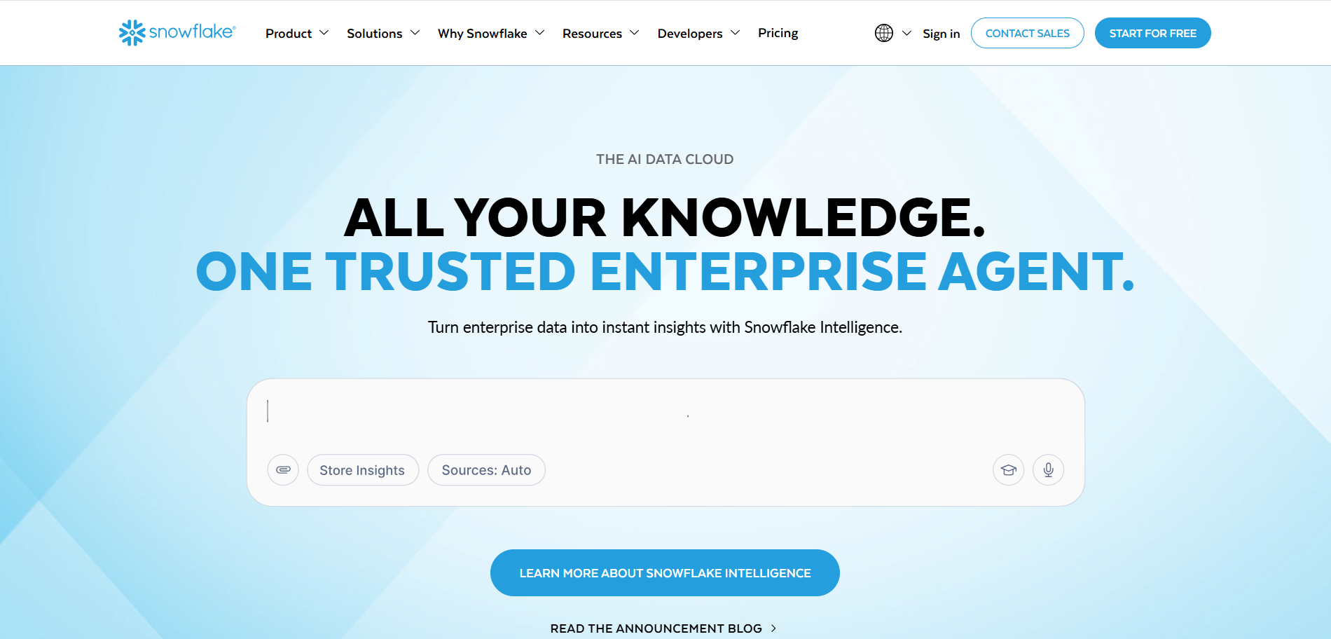 Snowflake homepage