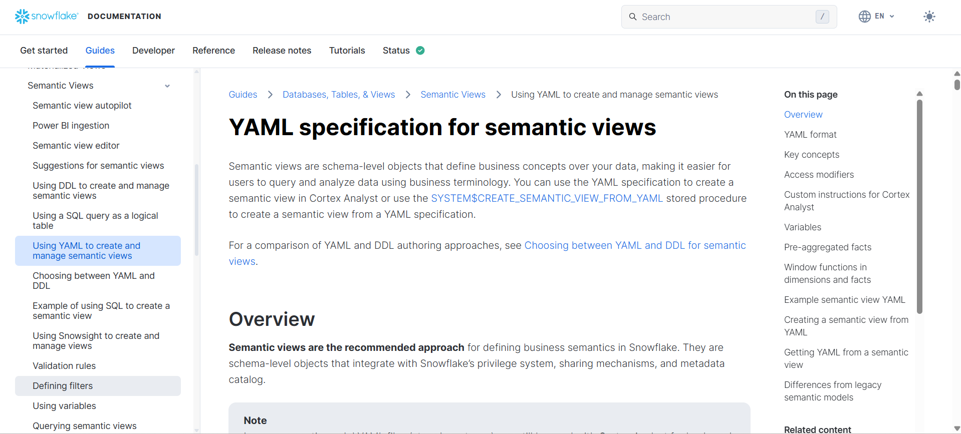 Snowflake Semantic Models (YAML) homepage