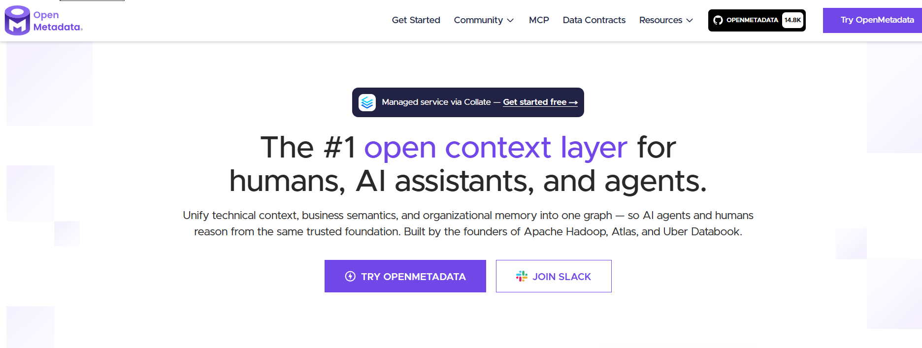 OpenMetadata homepage