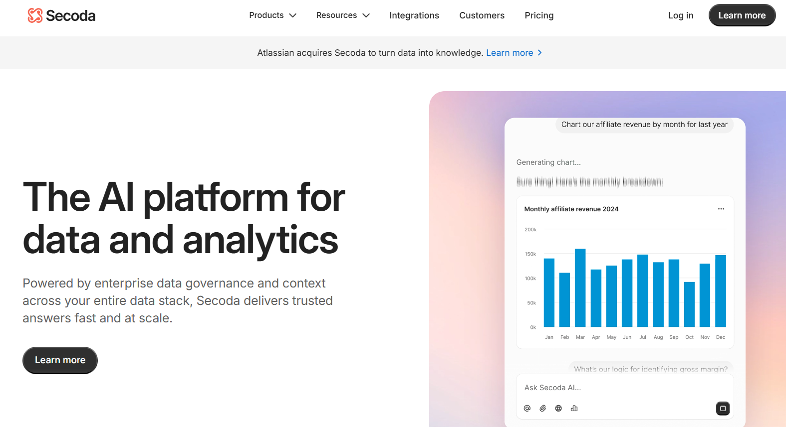 Secoda homepage