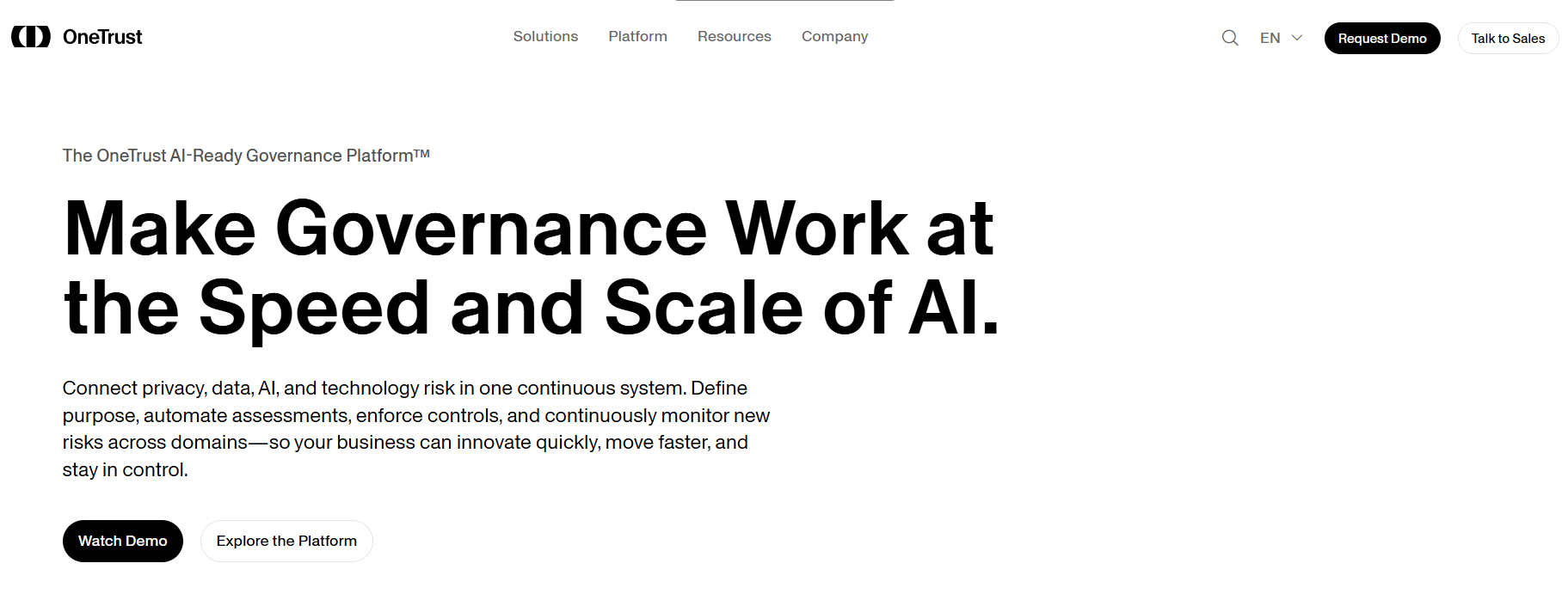 OneTrust homepage