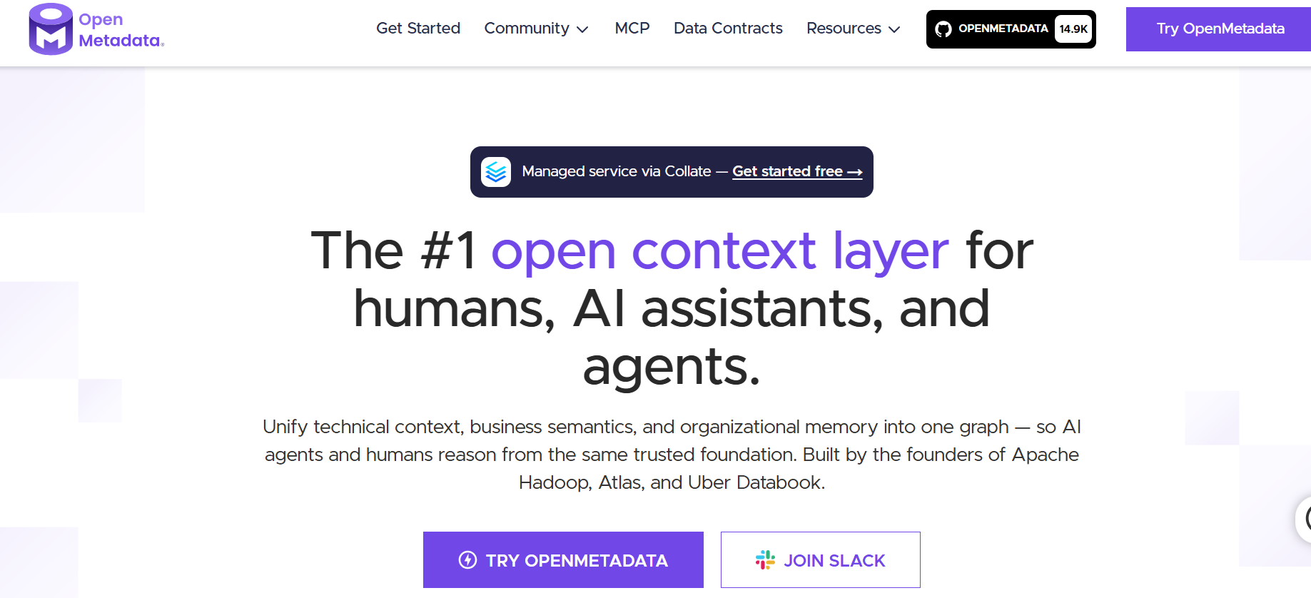 OpenMetadata homepage