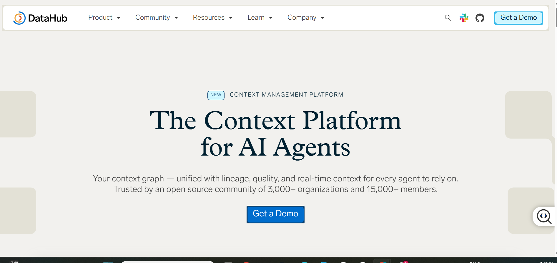 DataHub homepage