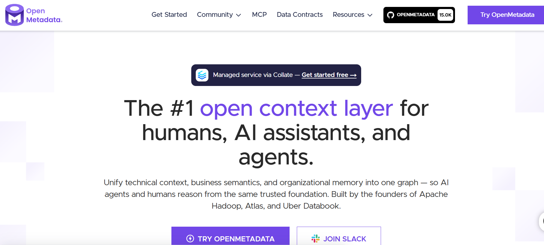 OpenMetadata homepage
