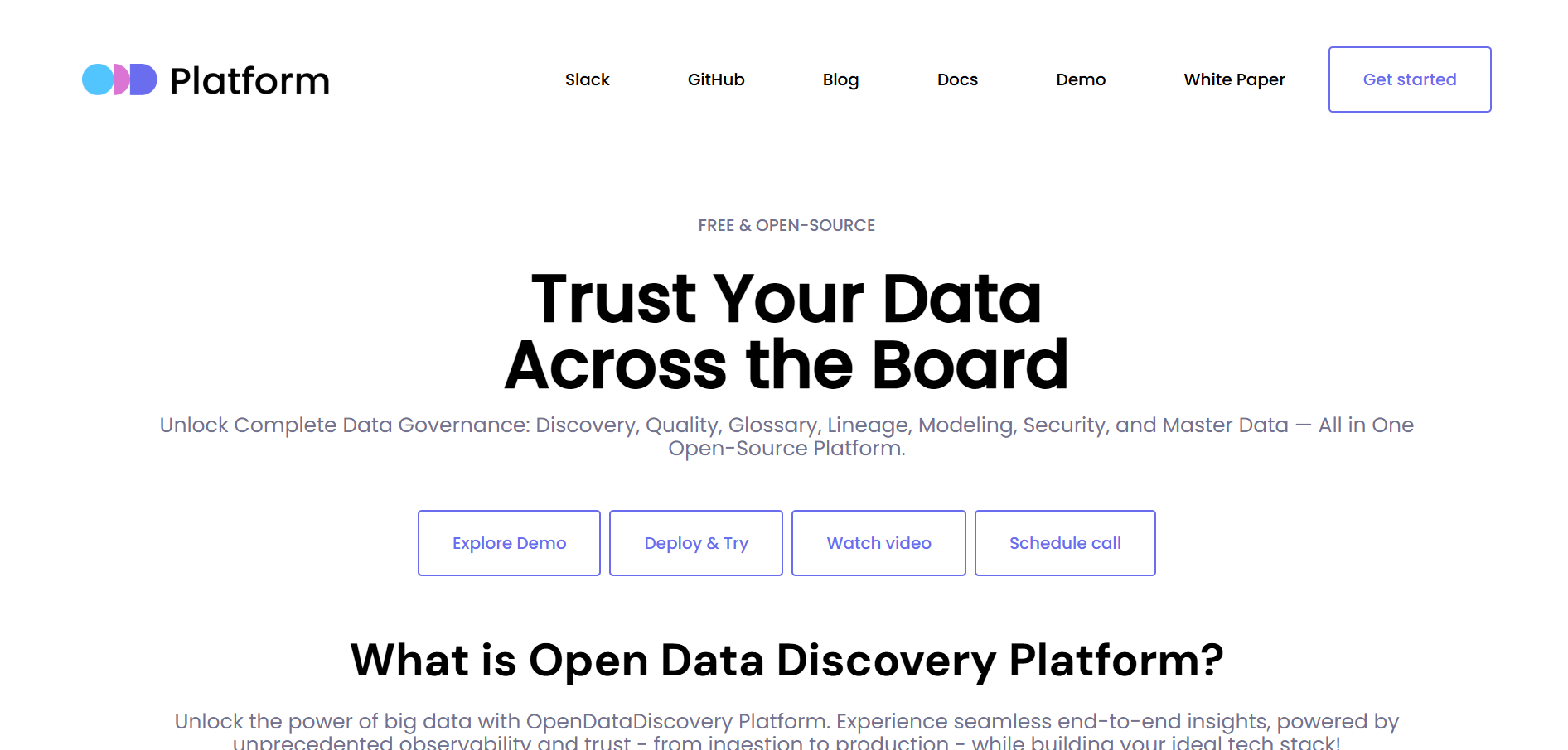 OpenDataDiscovery (ODD) homepage