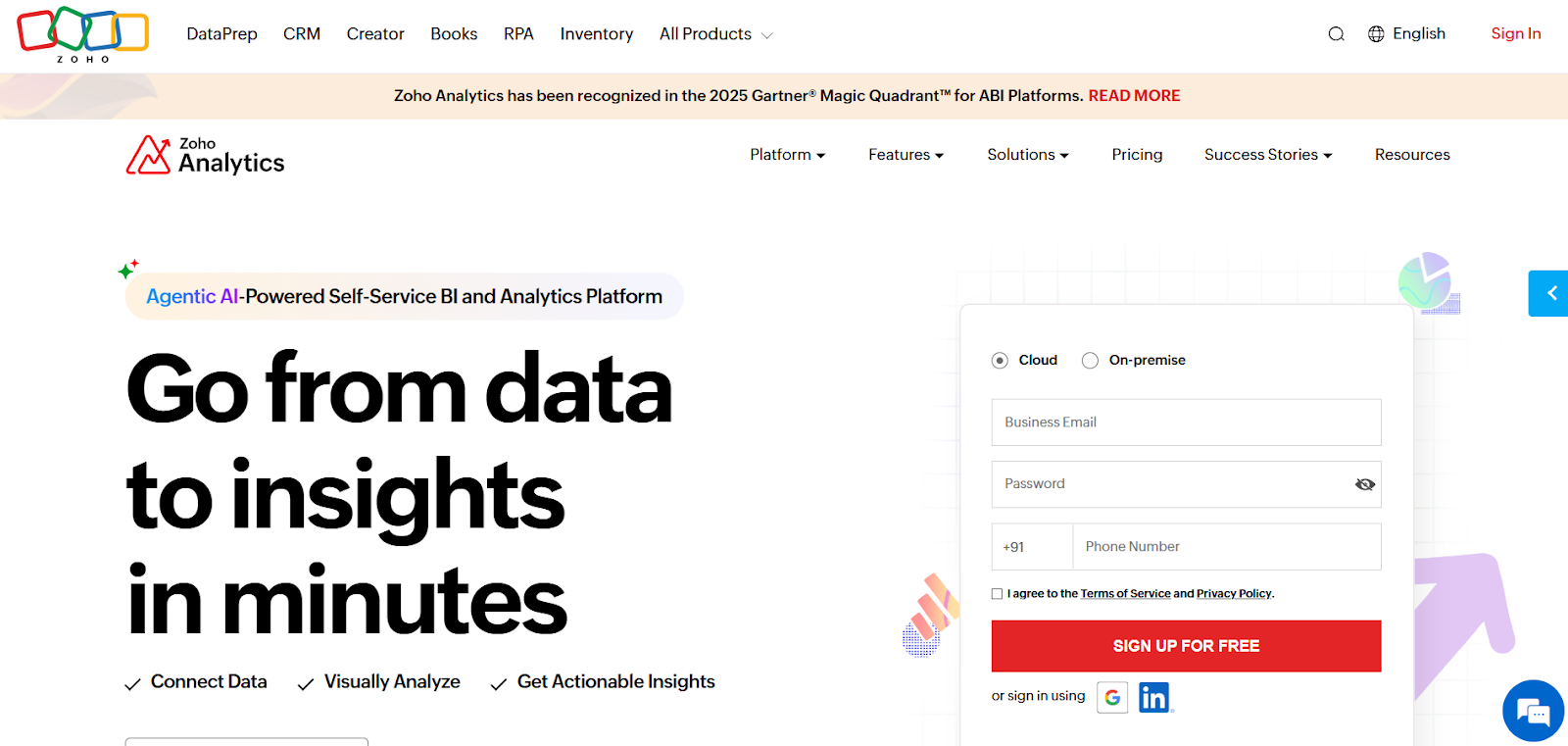 Zoho Analytics Homepage