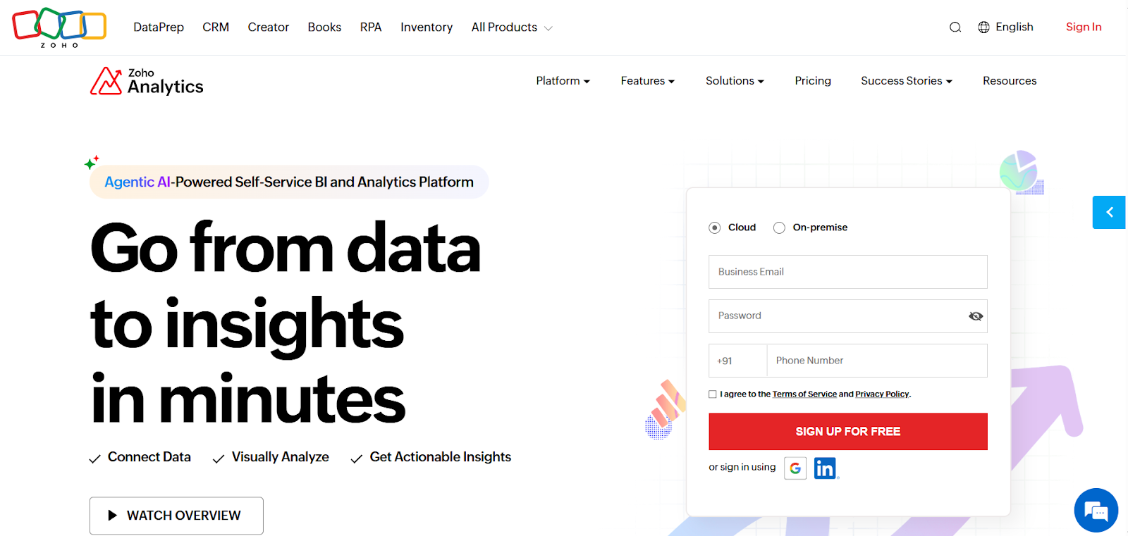 Zoho Analytics Homepage