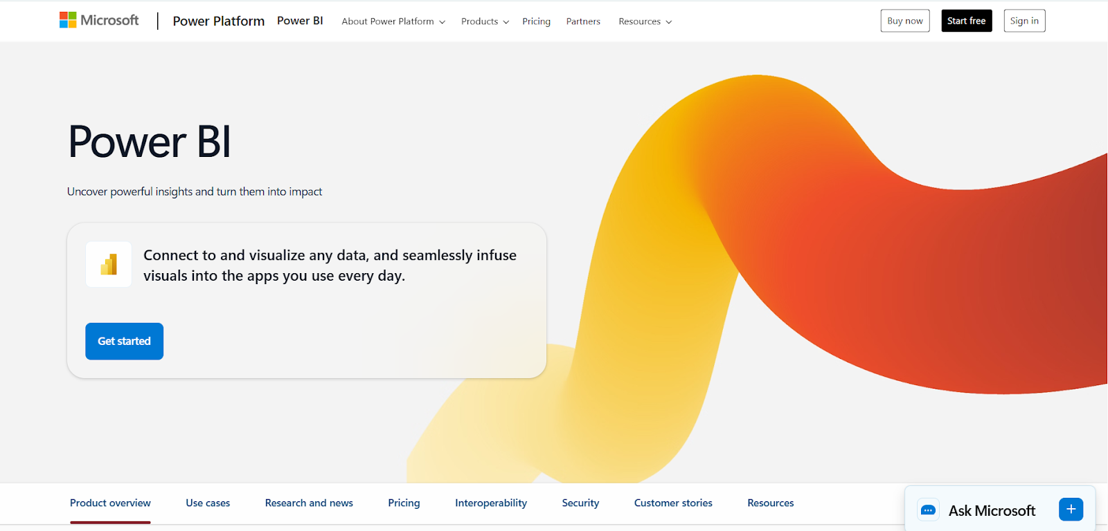 Microsoft Power BI Homepage