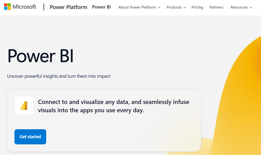 Microsoft Power BI homepage