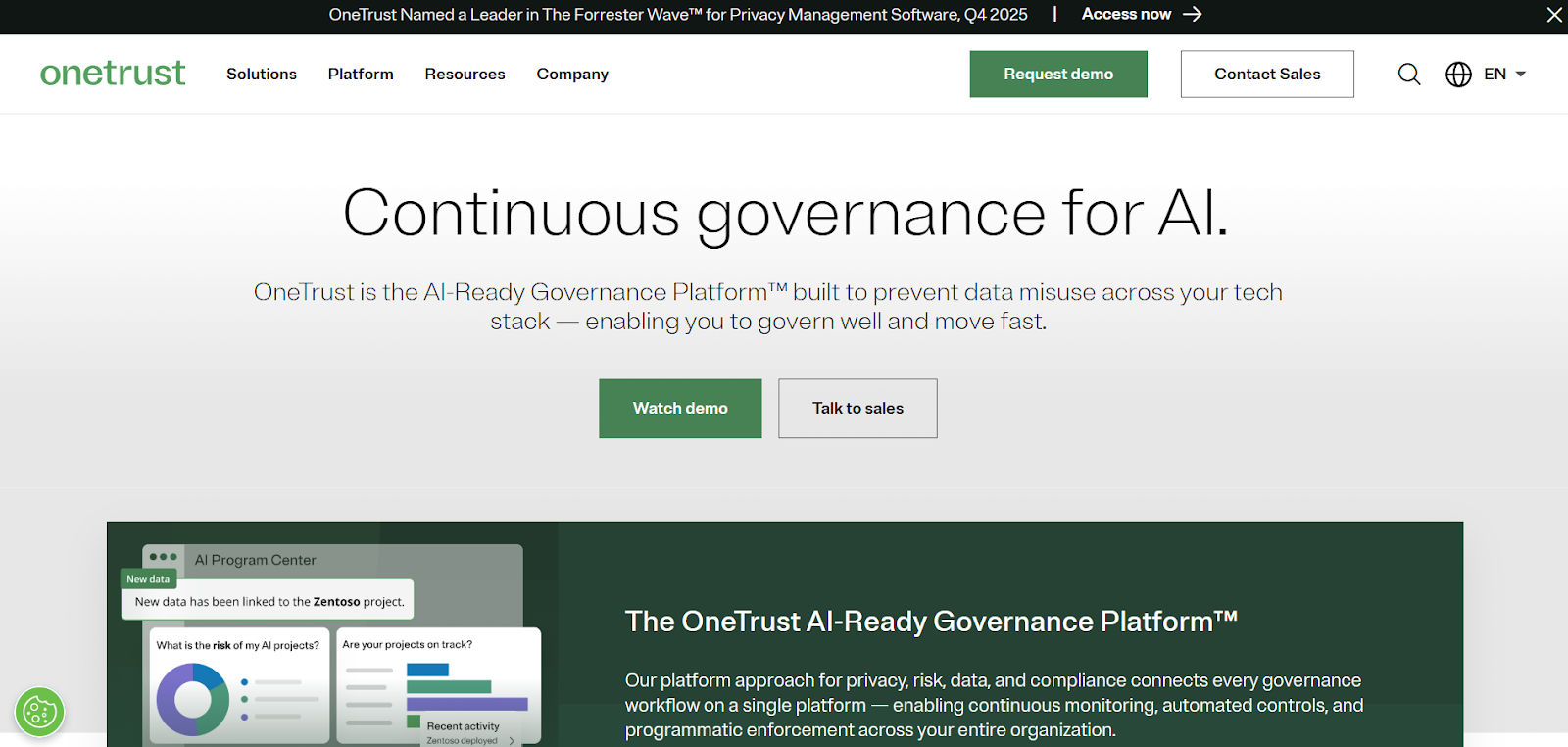 OneTrust homepage