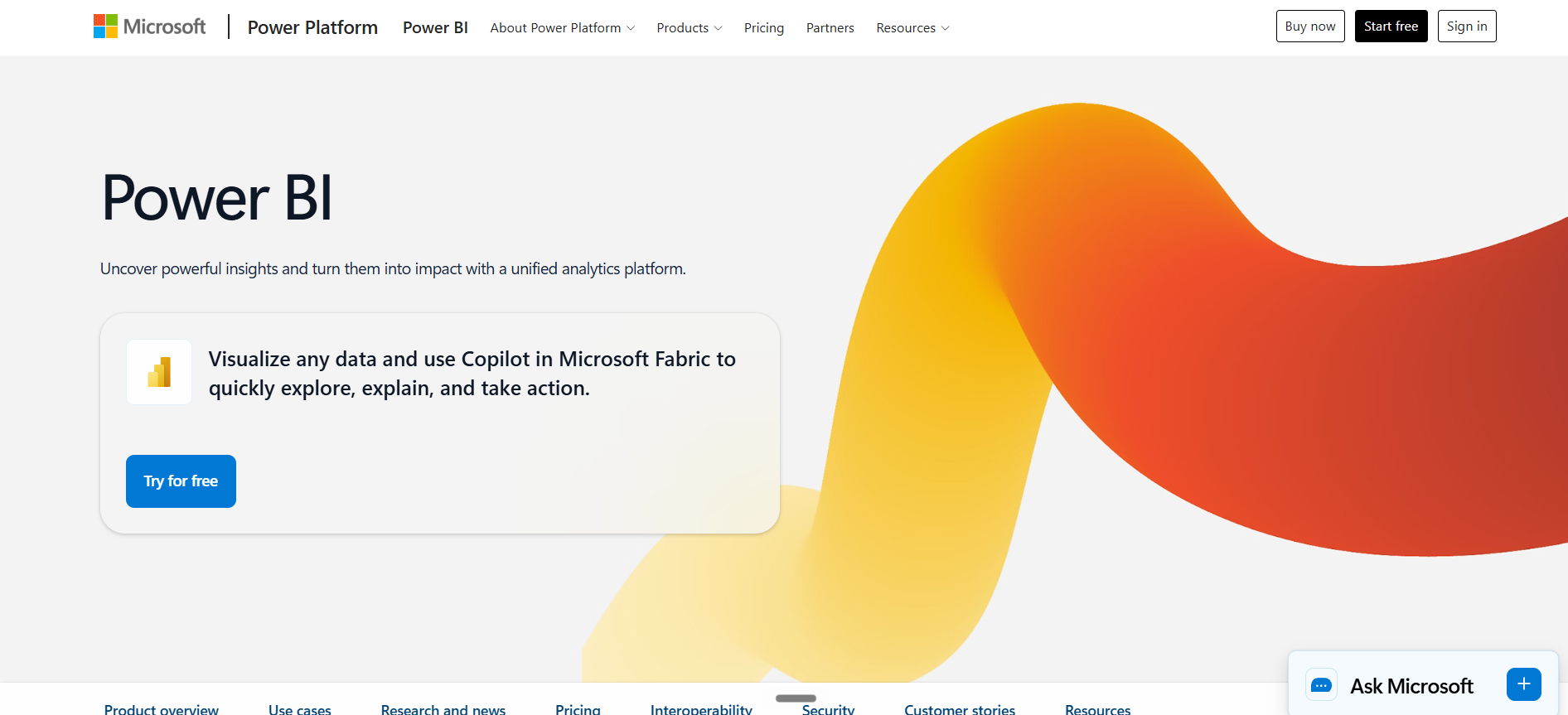 Power BI homepage