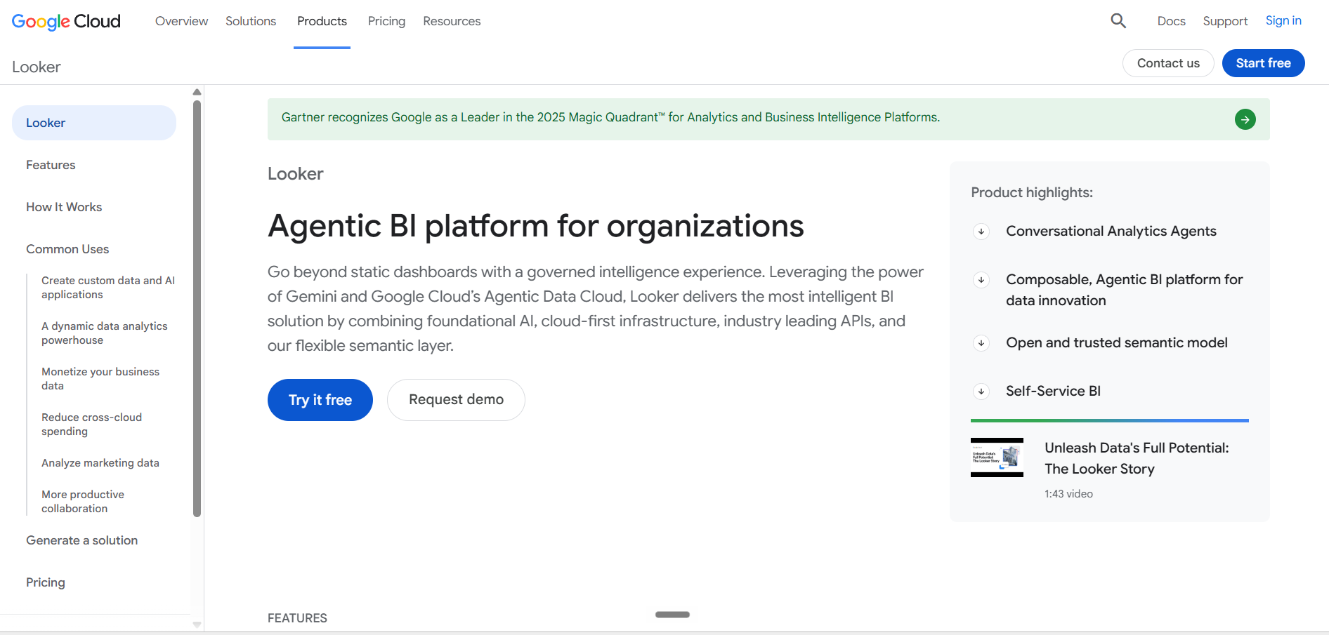 Google Looker Studio homepage