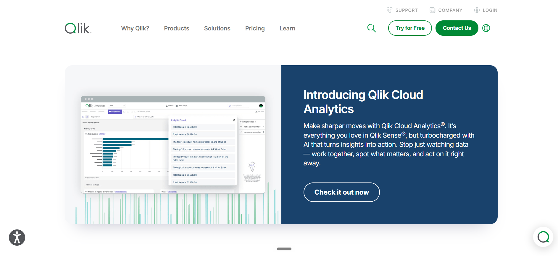 Qlik Sense homepage
