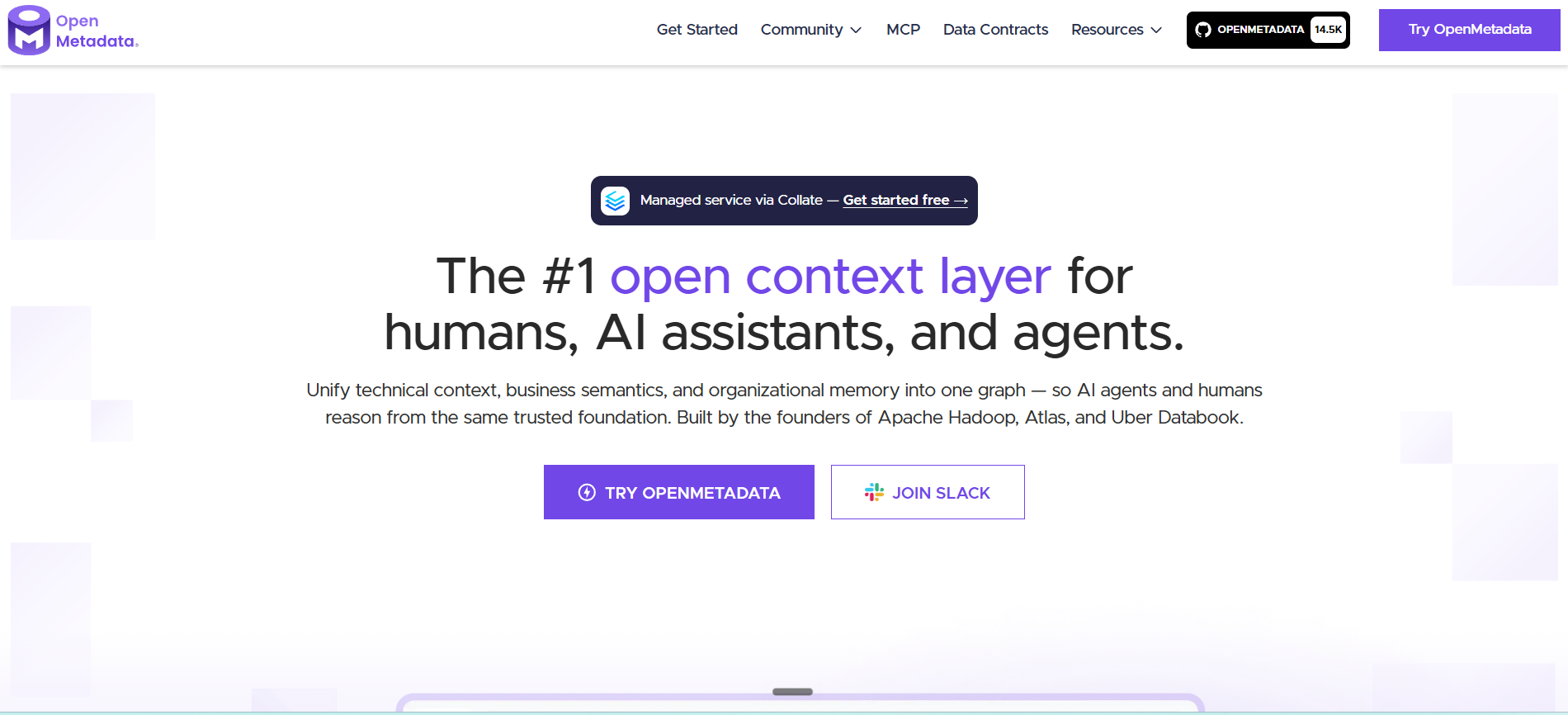 OpenMetadata homepage