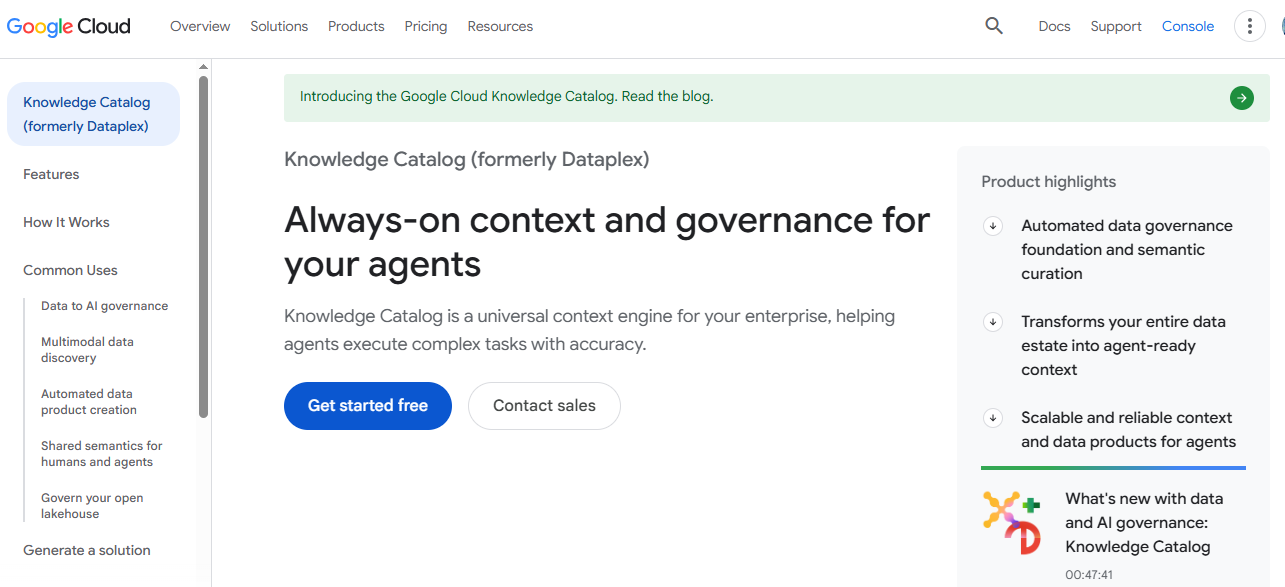 Google Knowledge Catalog homepage