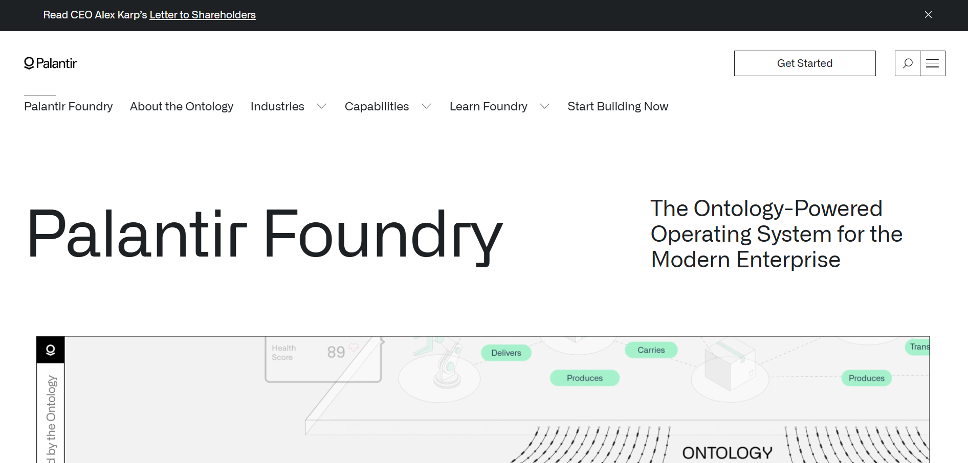 Palantir Foundry homepage