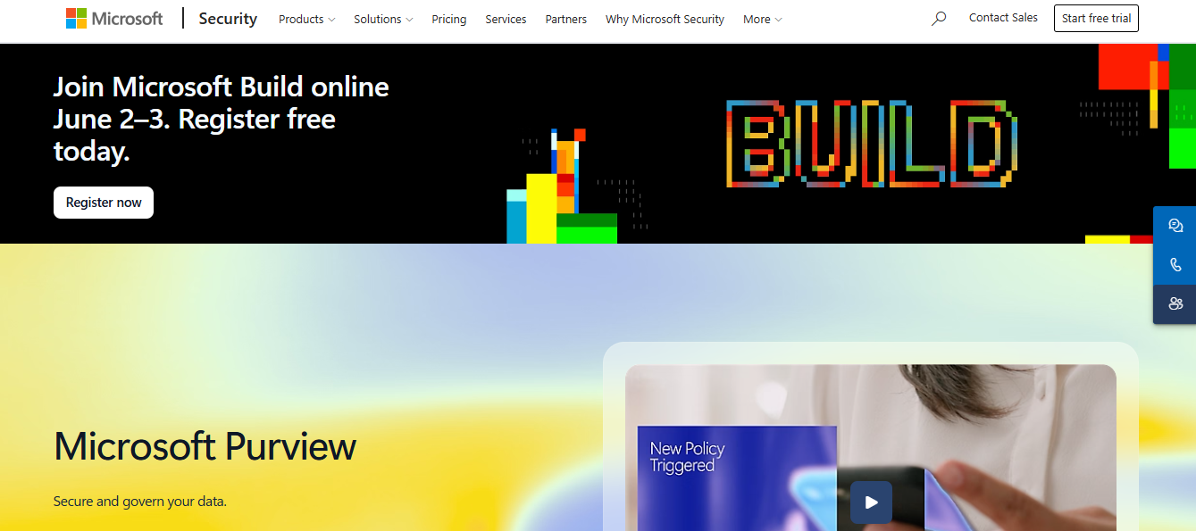 Microsoft Purview homepage