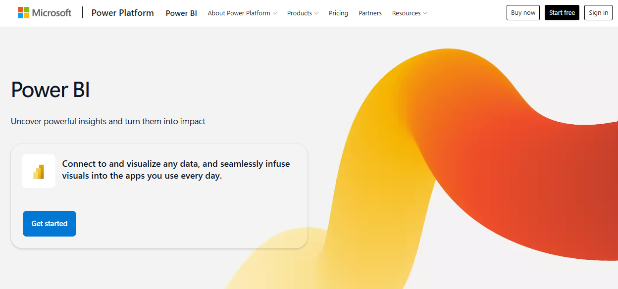 Microsoft Power BI homepage