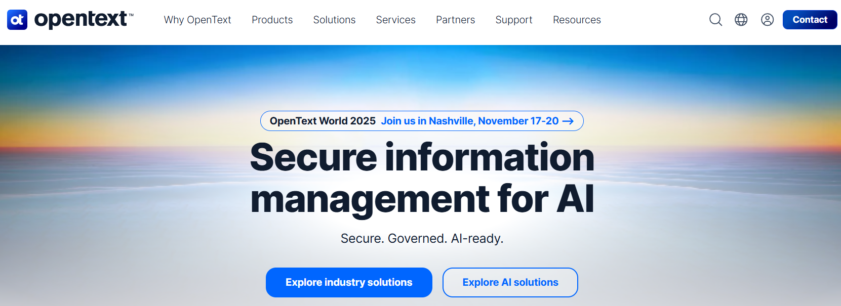 OpenText homepage