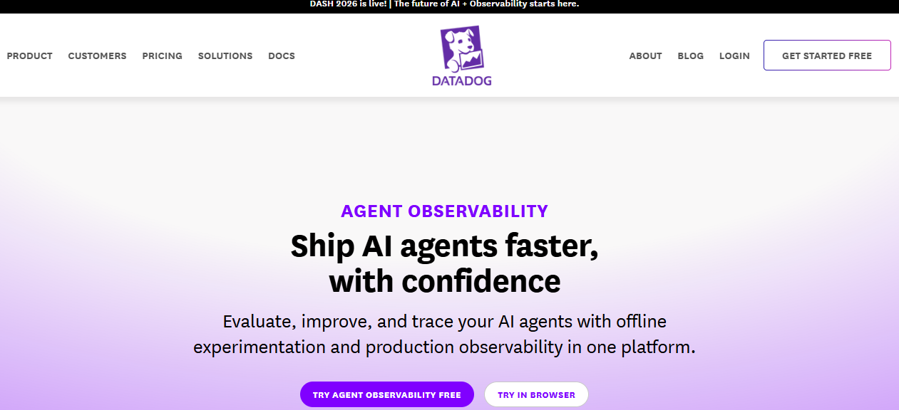 Datadog LLM Observability homepage