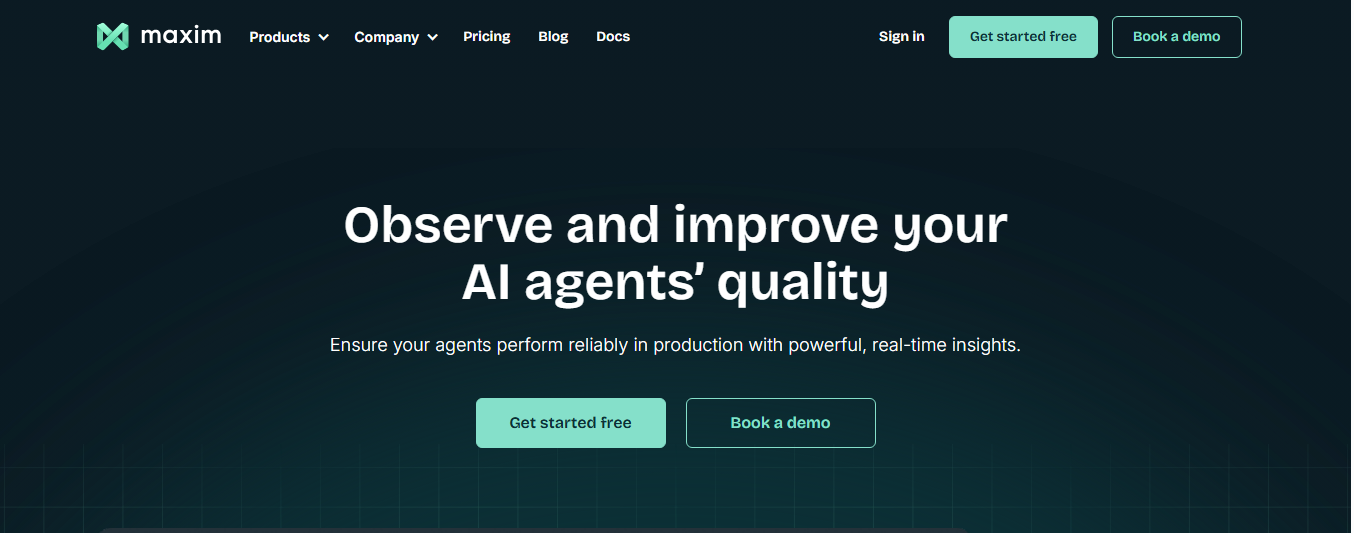 Maxim AI homepage