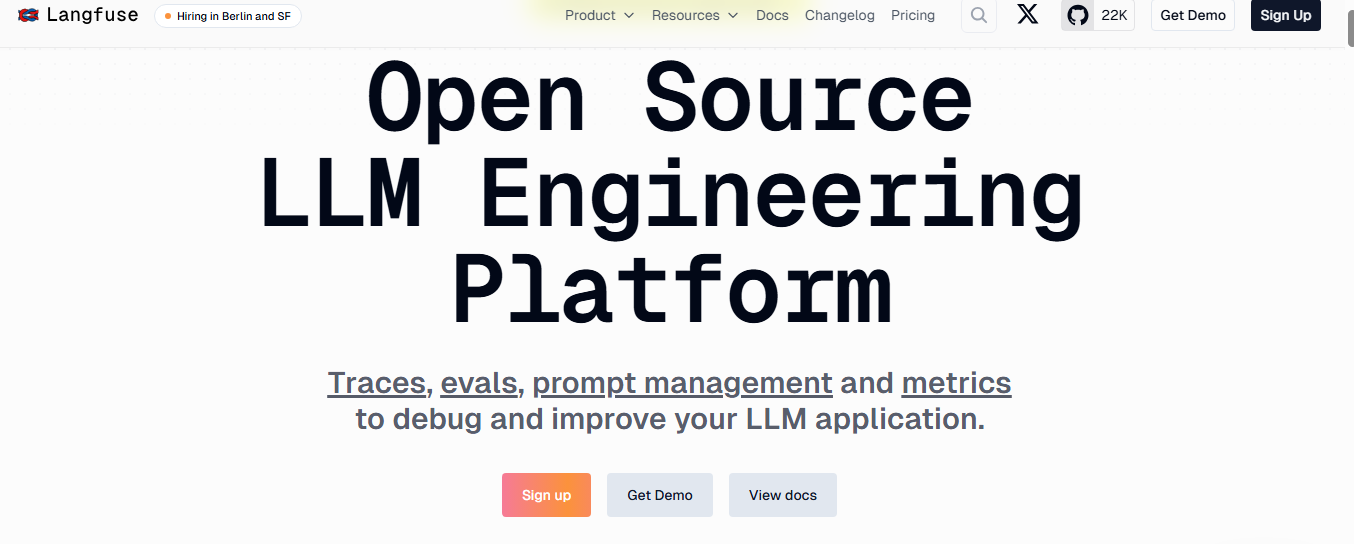 Langfuse homepage