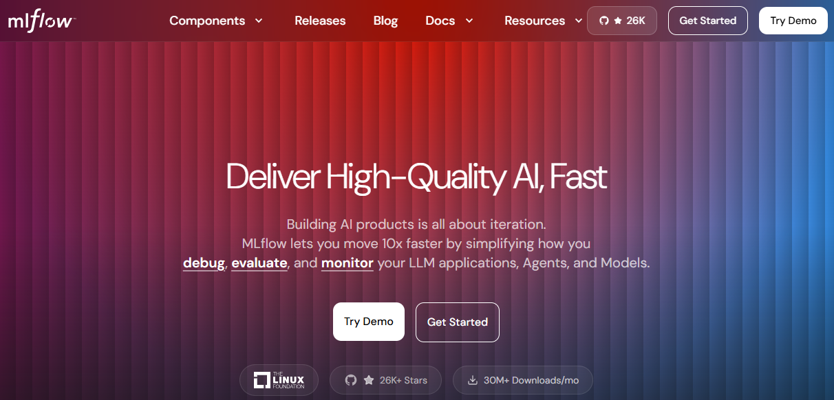 MLflow homepage
