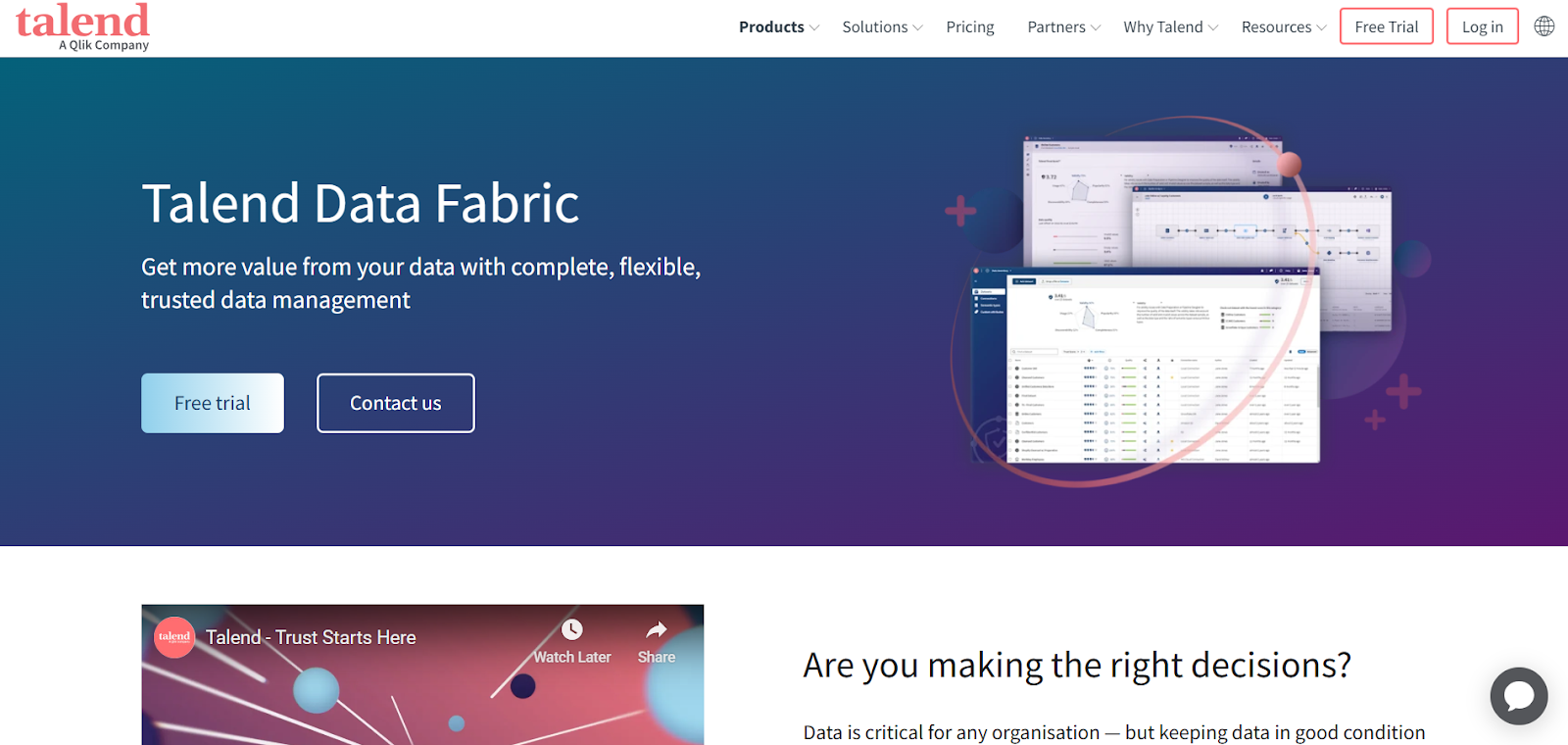 Talend Data Fabric homepage