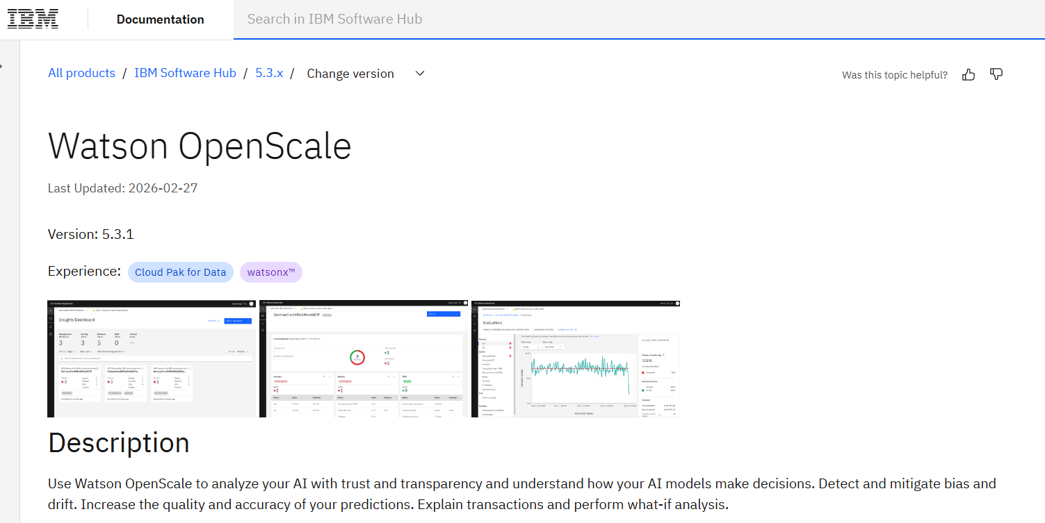 IBM Watson OpenScale homepage
