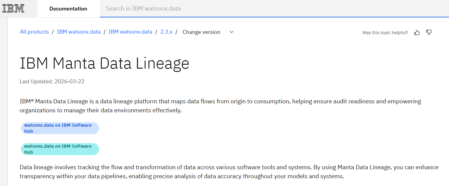 IBM Manta Data Lineage homepage