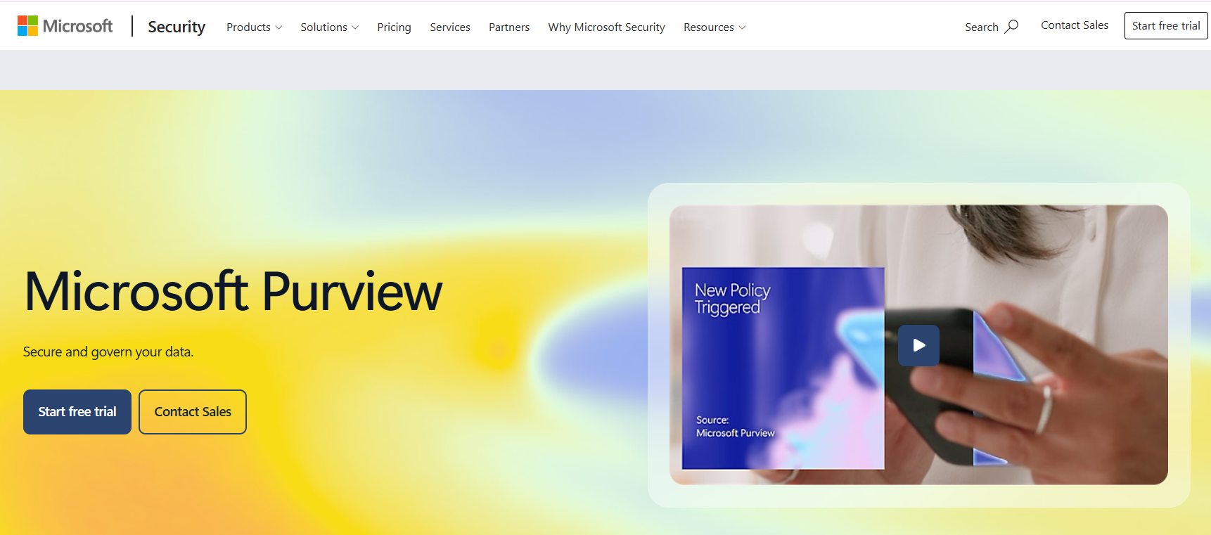 Microsoft Purview homepage