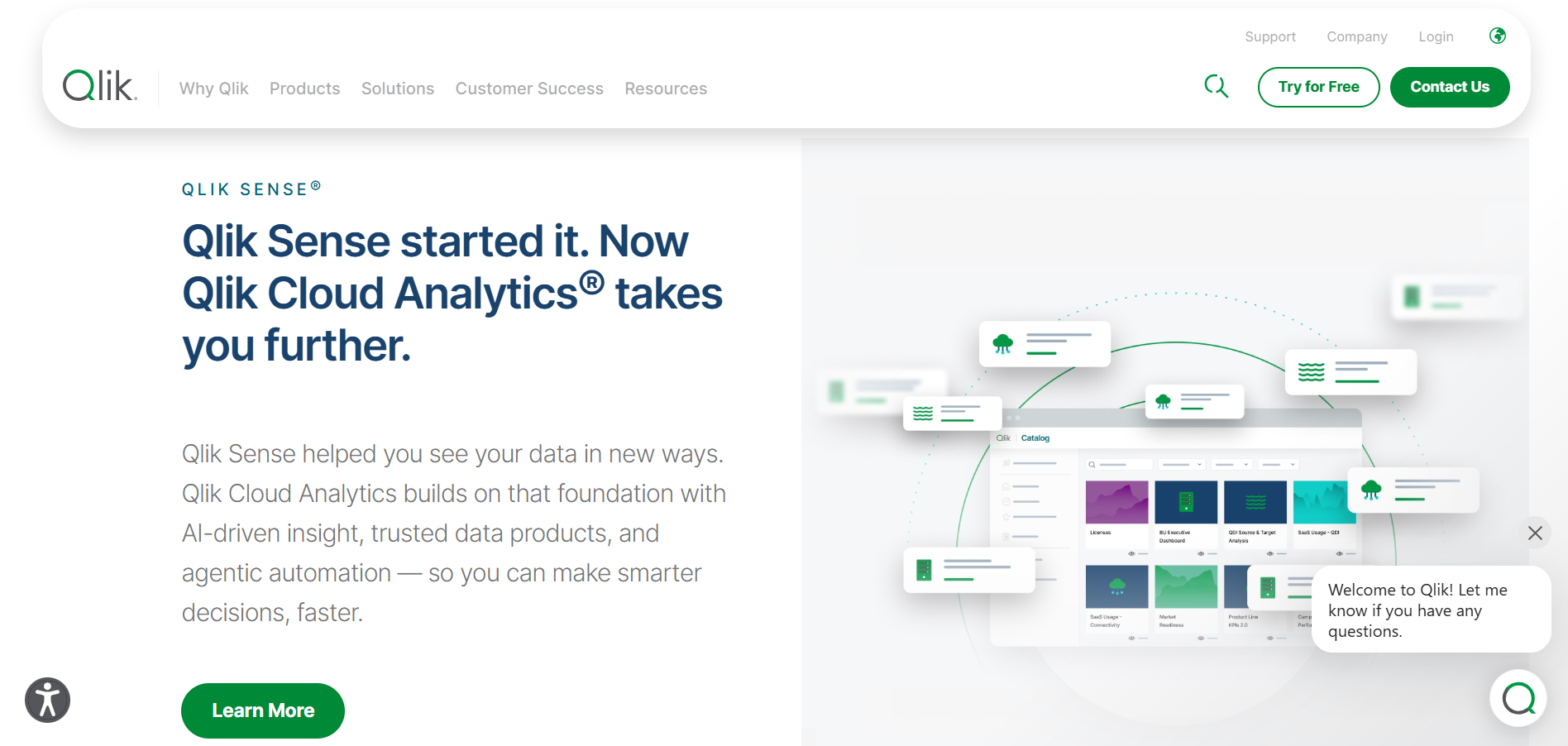 Qlik Sense homepage