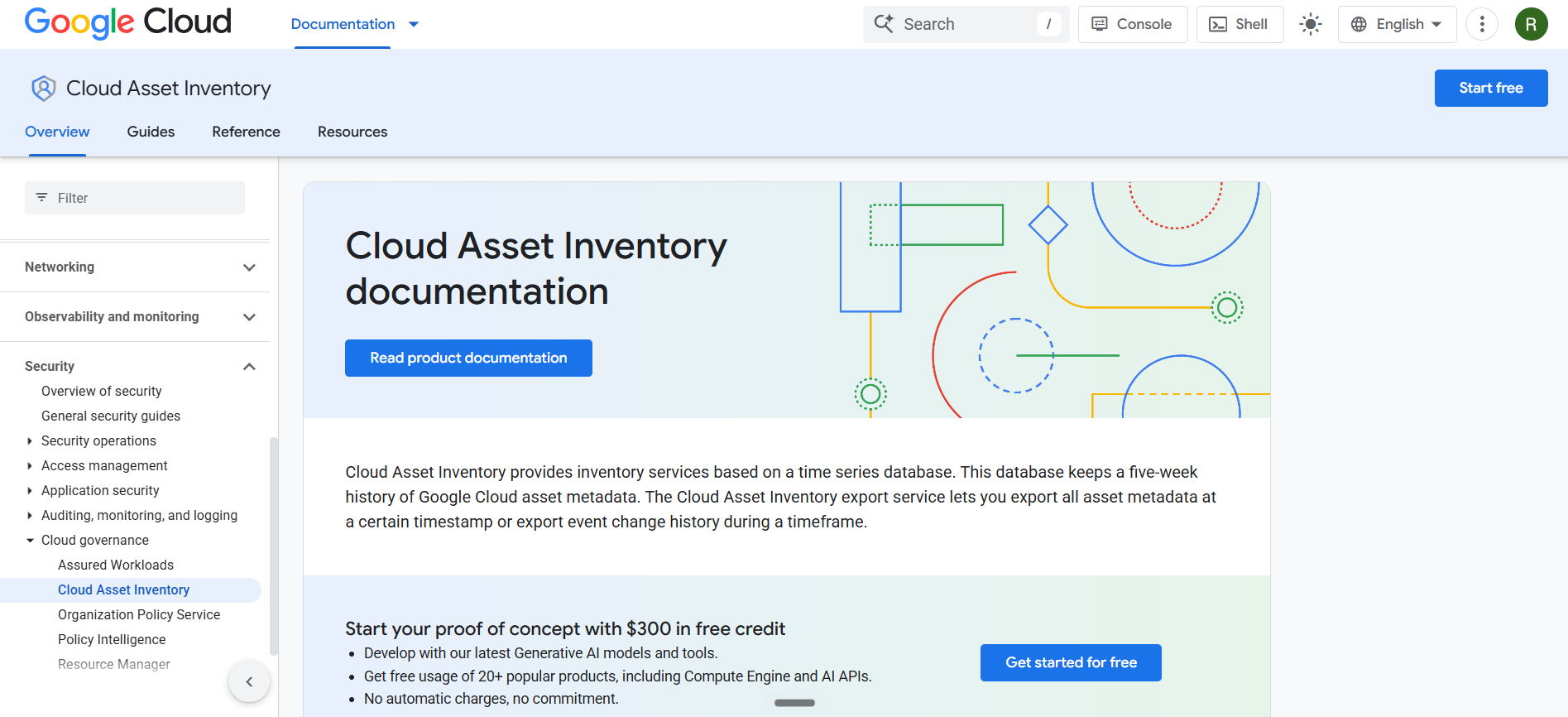 Google Cloud Asset Inventory homepage