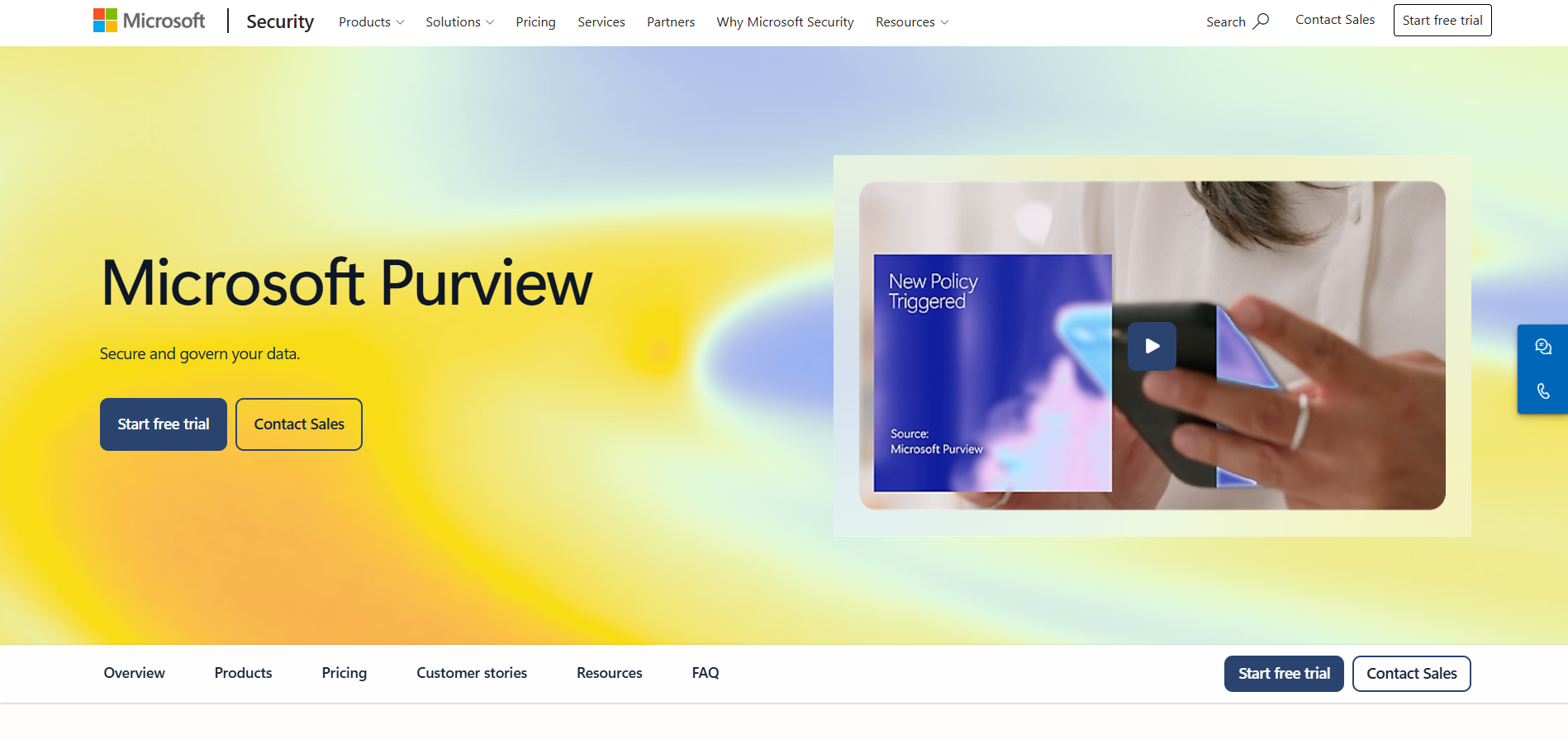 Microsoft Purview homepage