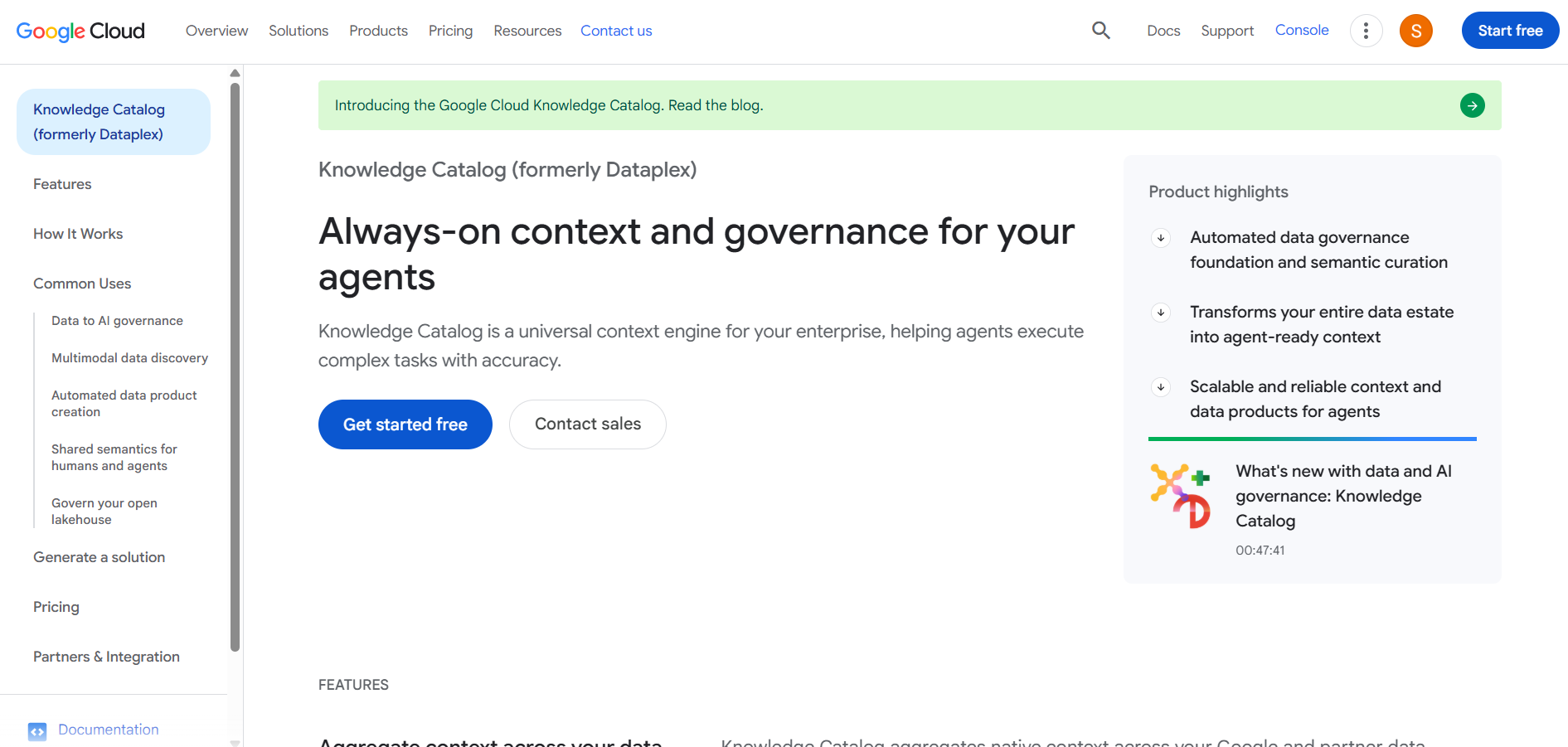Google Knowledge Catalog homepage